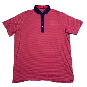 Greyson Men's Golf Polo Shirt 2XL Red Striped Performance Stretch Athleisure